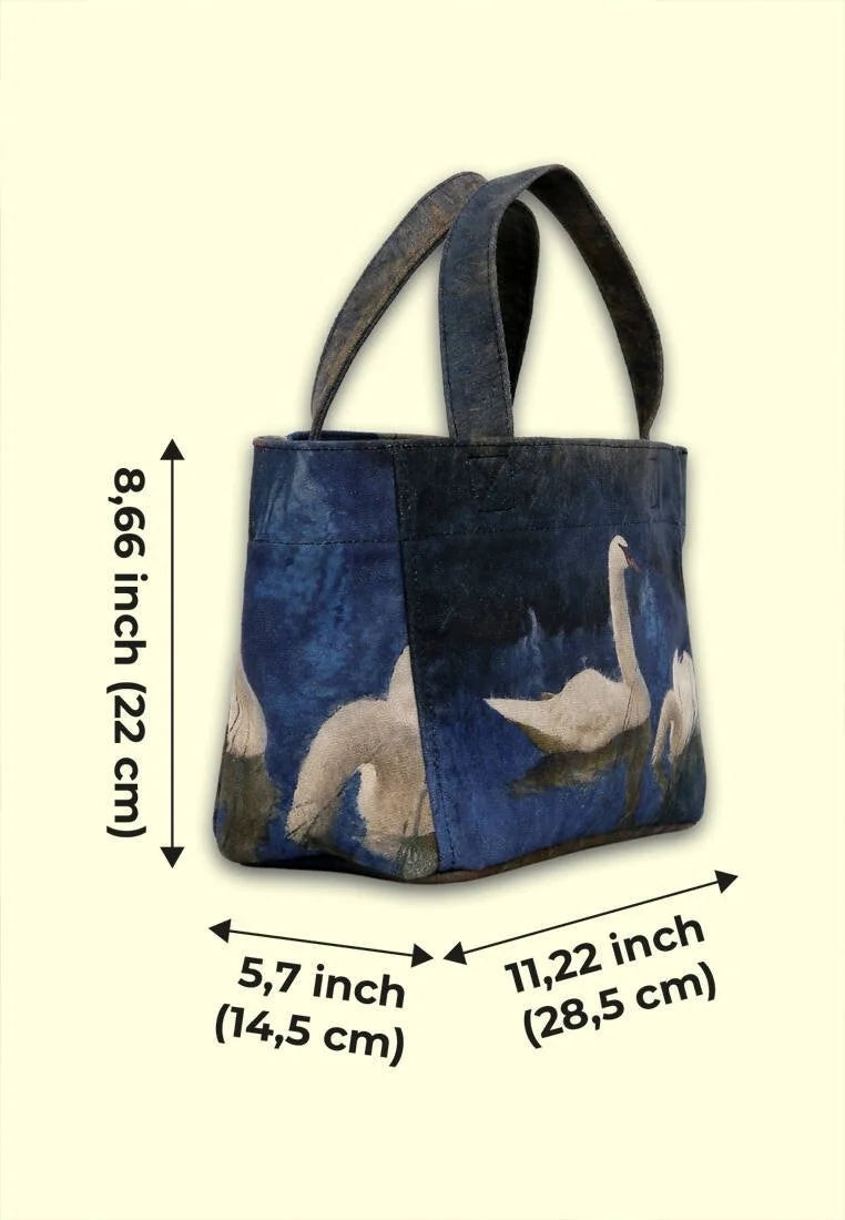 Vegan Navy Medium Tote Bag - Two Swans Design