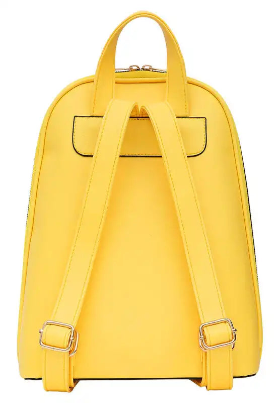 Women Vegan Leather Yellow Backpack - I Do What I Want Design
