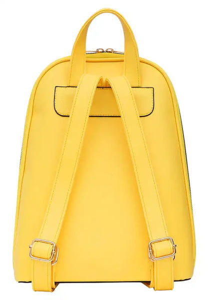 Women Vegan Leather Yellow Backpack - I Do What I Want Design